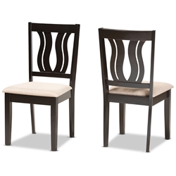 Baxton Studio Fenton Modern and Contemporary Sand Fabric Upholstered and Dark Brown Finished Wood 2-Piece Dining Chair Set